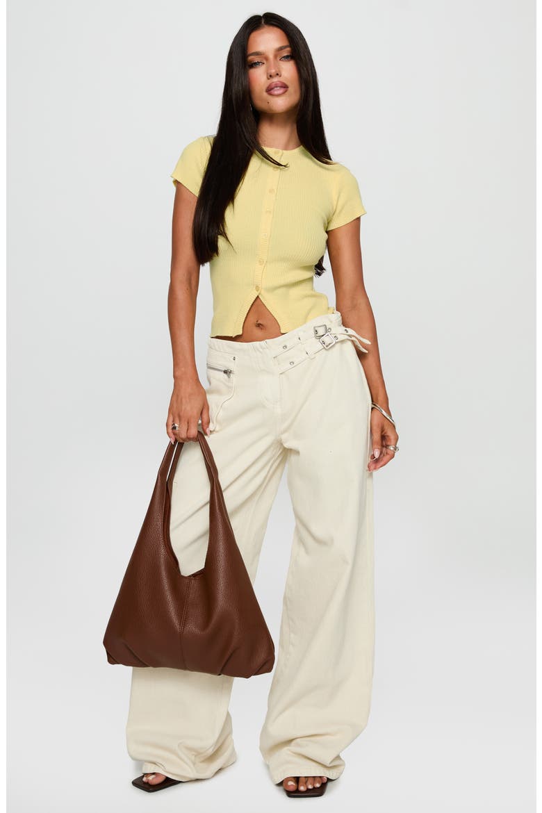 Suzu Lemon Rib Cardigan, Alternate, color, LEMON