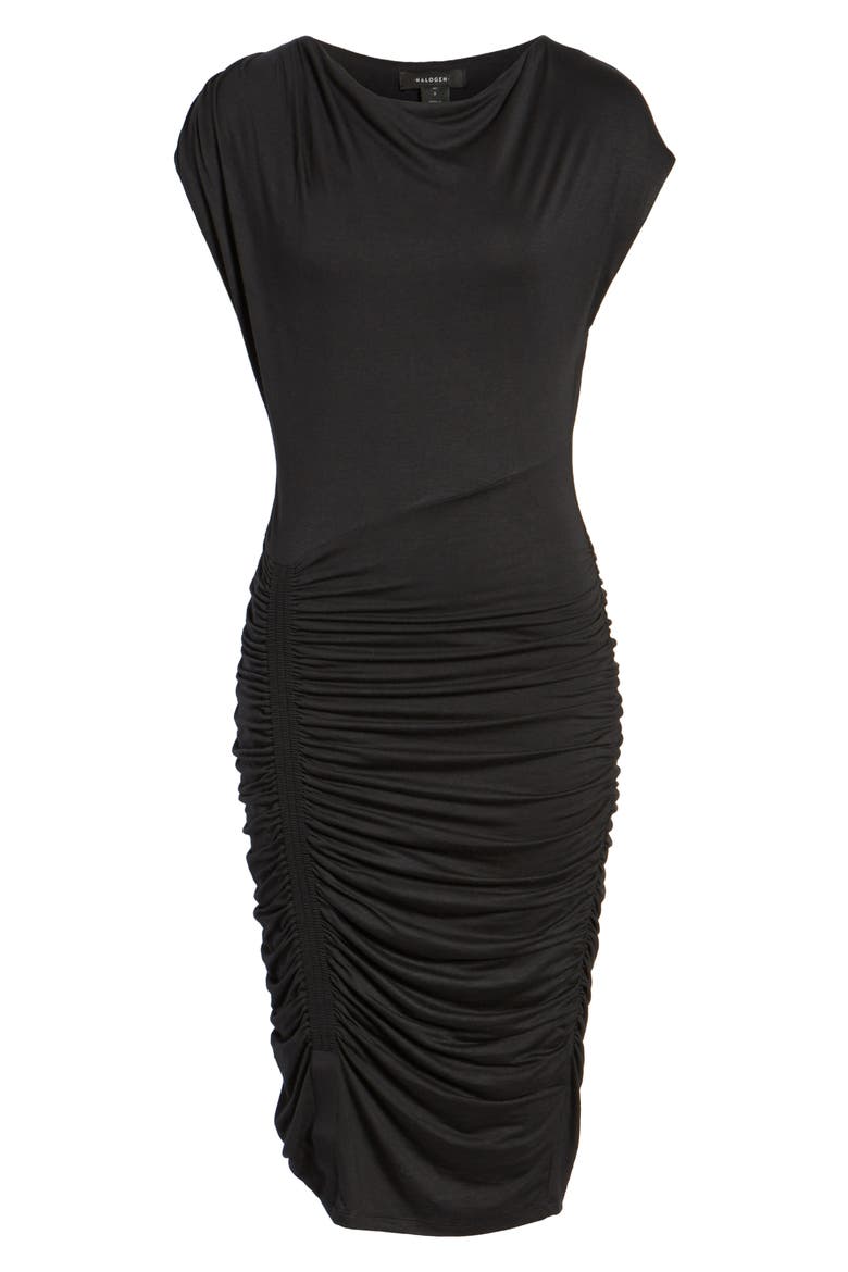 Ruched Detail Sheath Dress, Alternate, color, BLACK