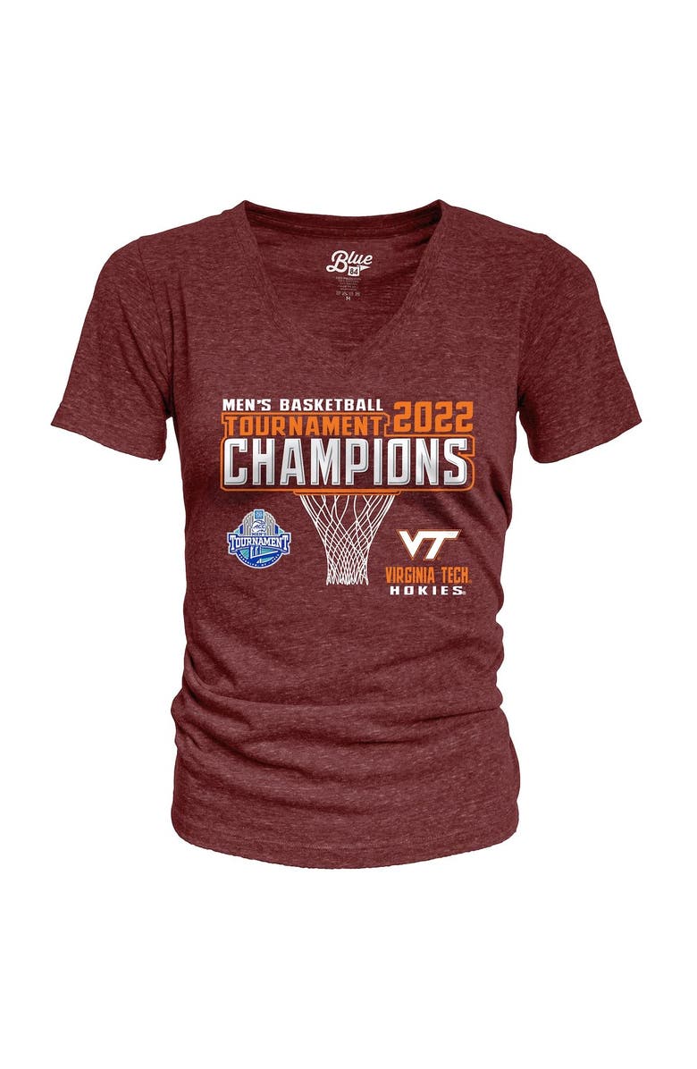 BLUE 84 Women's Blue 84 Maroon Virginia Tech Hokies 2022 ACC Men's Basketball Conference Tournament Champions V-Neck T-Shirt, Alternate, color, 