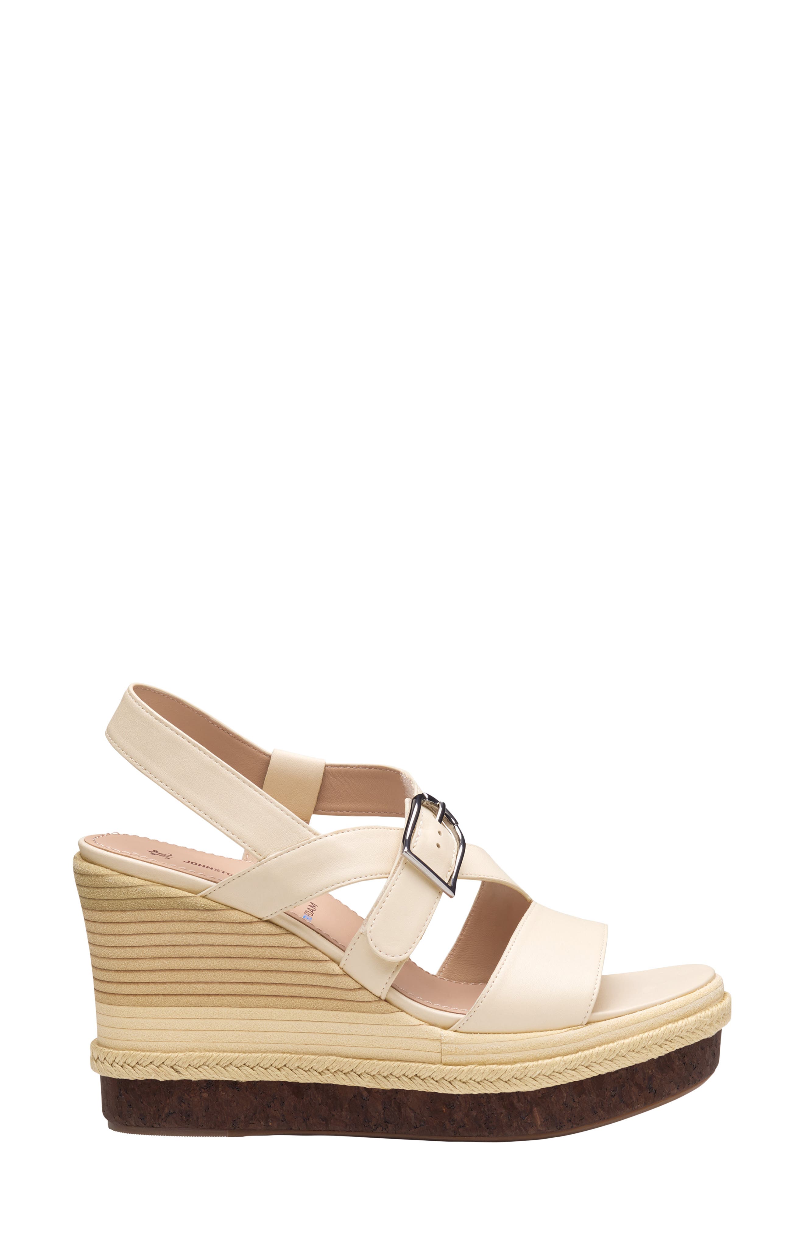 Johnston & Murphy Addison Asymmetric Slingback Platform Wedge Sandal, Alternate, color, Bone Nappa Leather