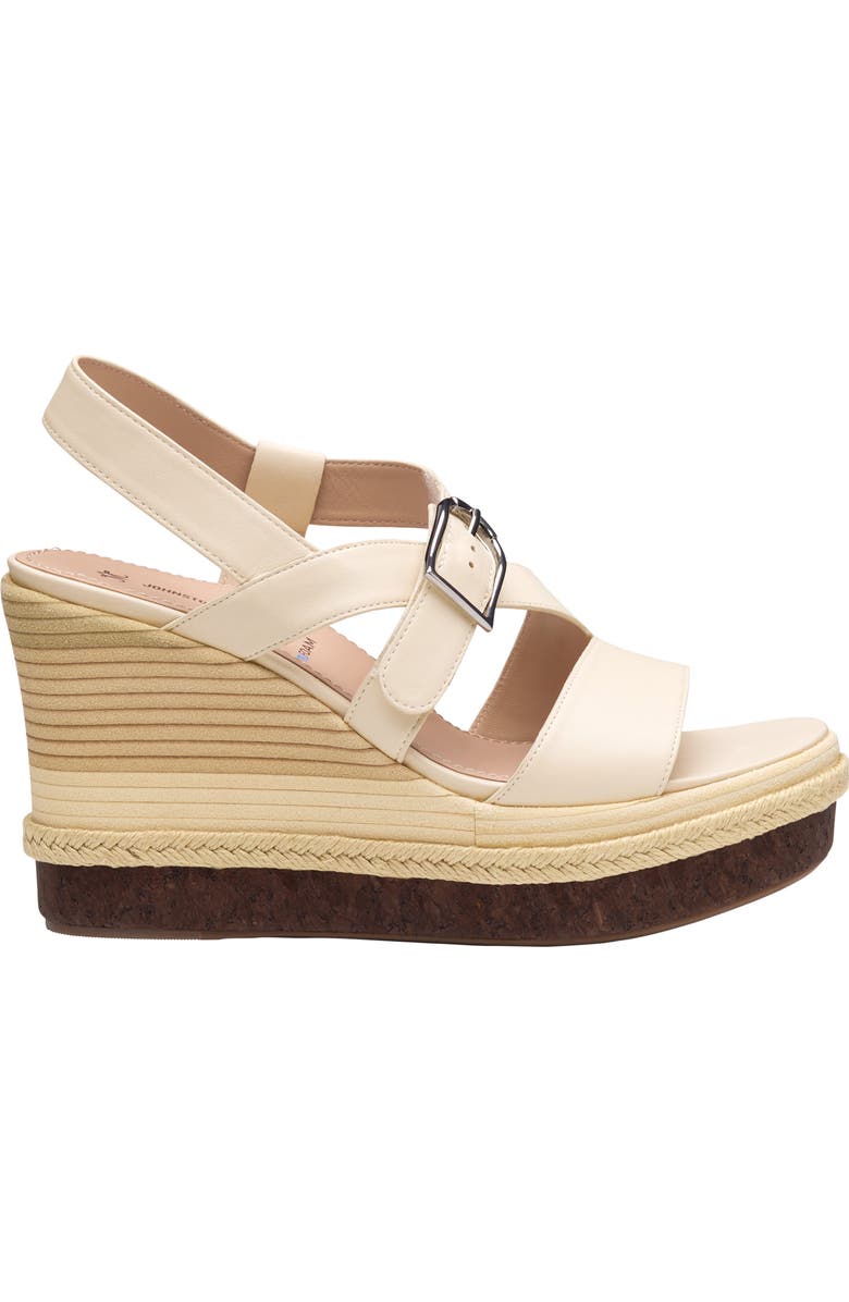 Johnston & Murphy Addison Asymmetric Slingback Platform Wedge Sandal, Alternate, color, Bone Nappa Leather