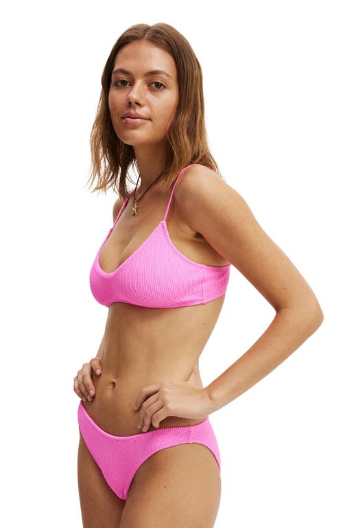 Cotton On Body Super Scoop Bikini Top In Knockout Pink Crinkle