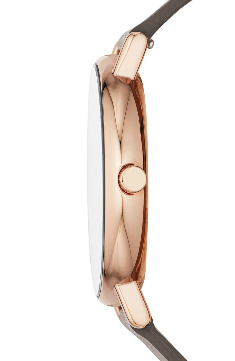 Skagen Signatur Leather Strap Watch, 38mm, Alternate, color, 