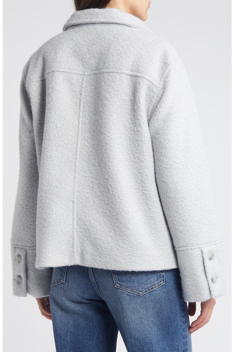 Stand Collar Pressed Bouclé Jacket, Alternate, color, SILVER GREY