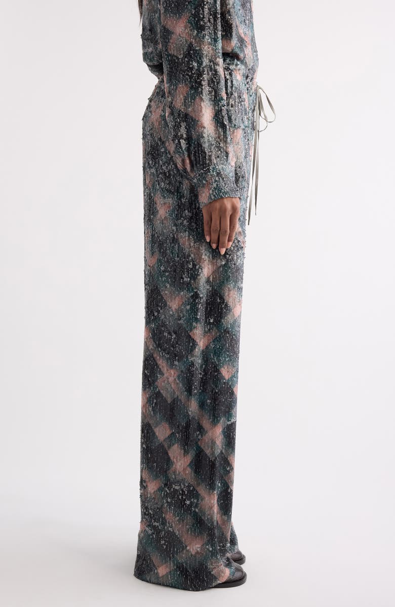 Dries Van Noten Puviss Sequin Embroidered Wide Leg Pants, Alternate, color, Bottle