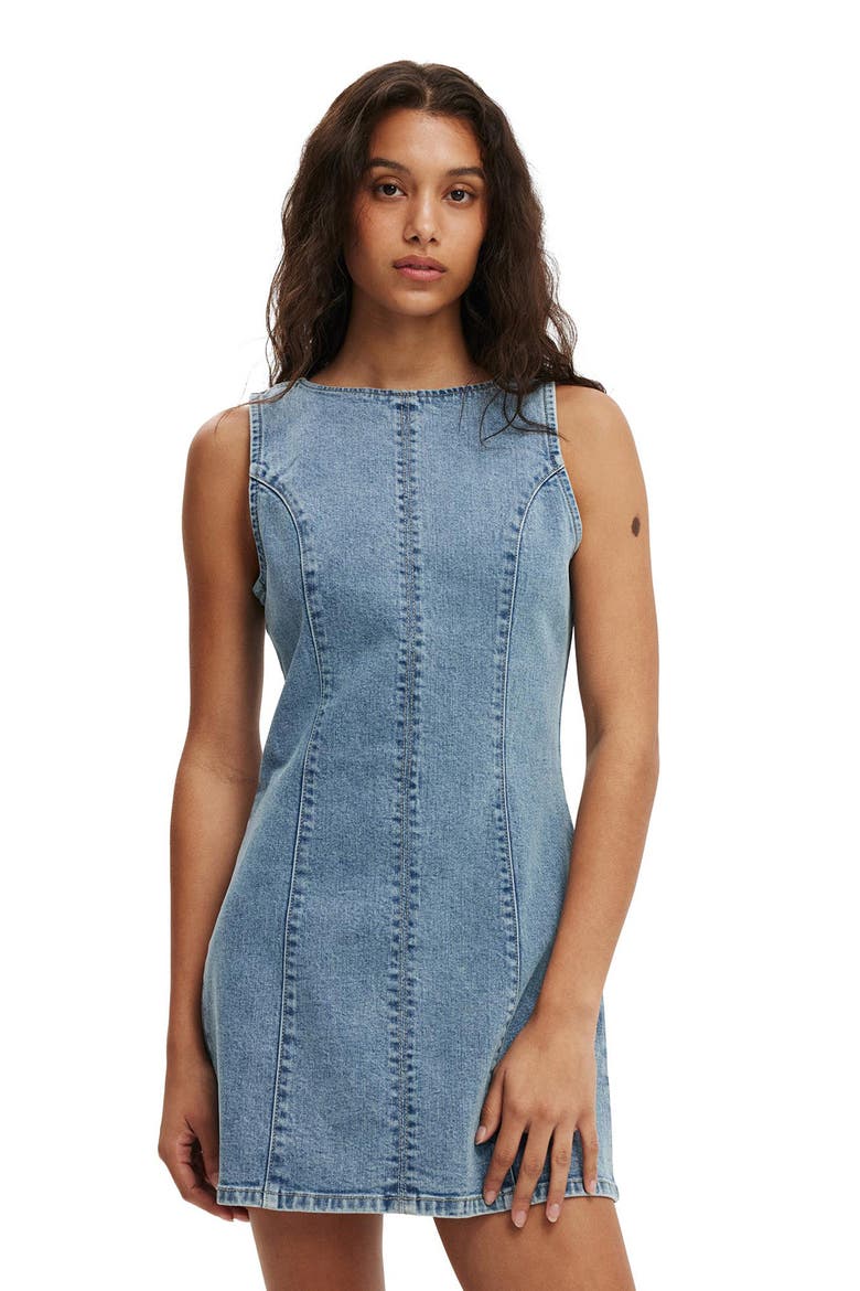 Harley Denim Minidress, Alternate, color, PISCES BLUE