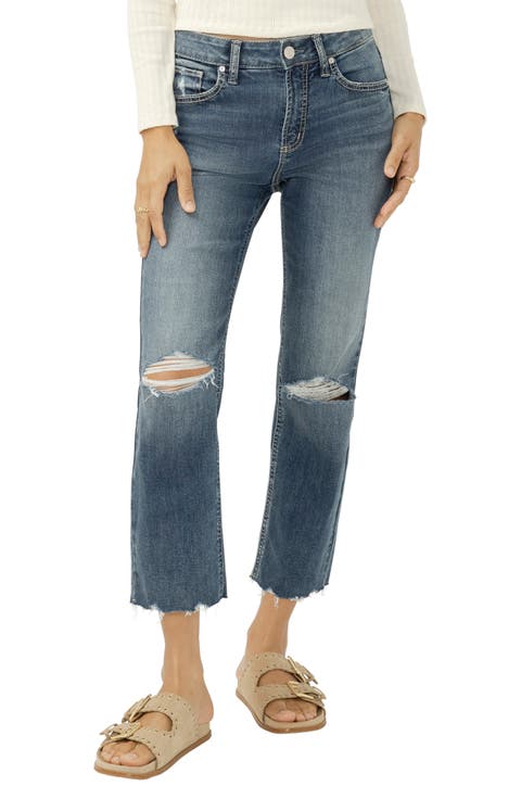 Avery Curvy Distressed Crop Straight Leg Jeans