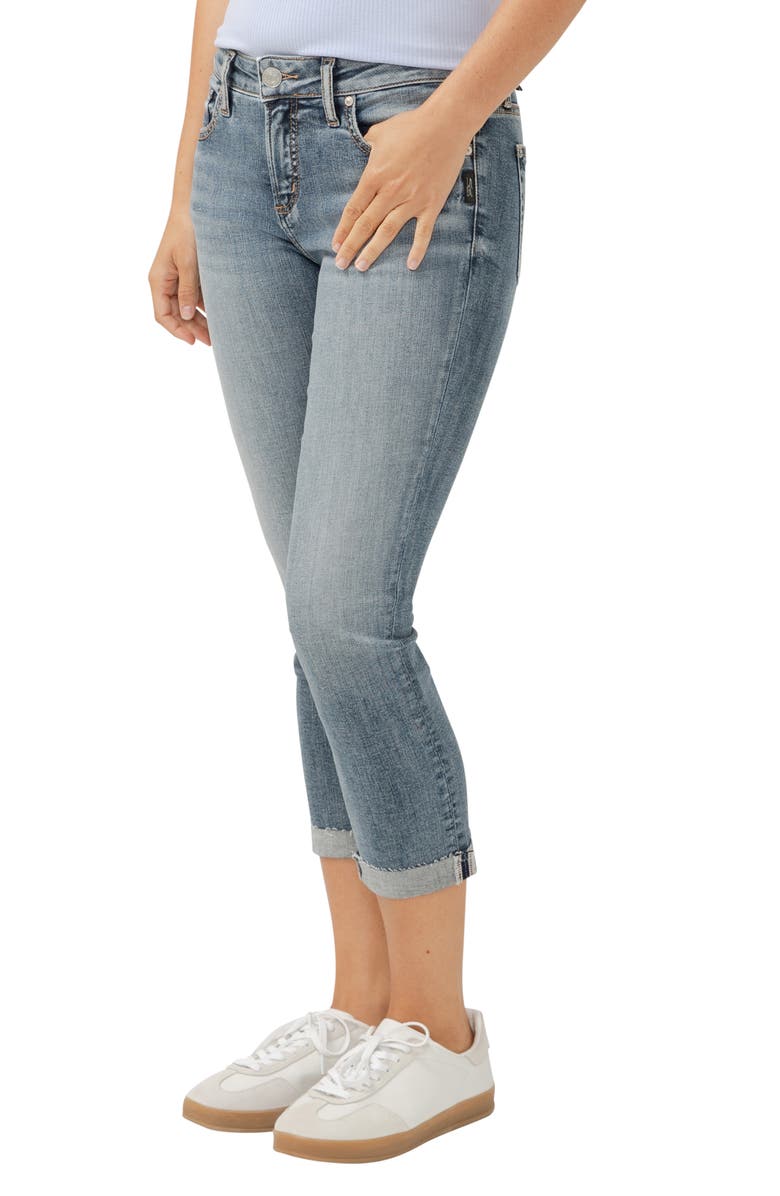 Silver Jeans Co. Elyse Curvy Mid Rise Capri Jeans, Alternate, color, Indigo