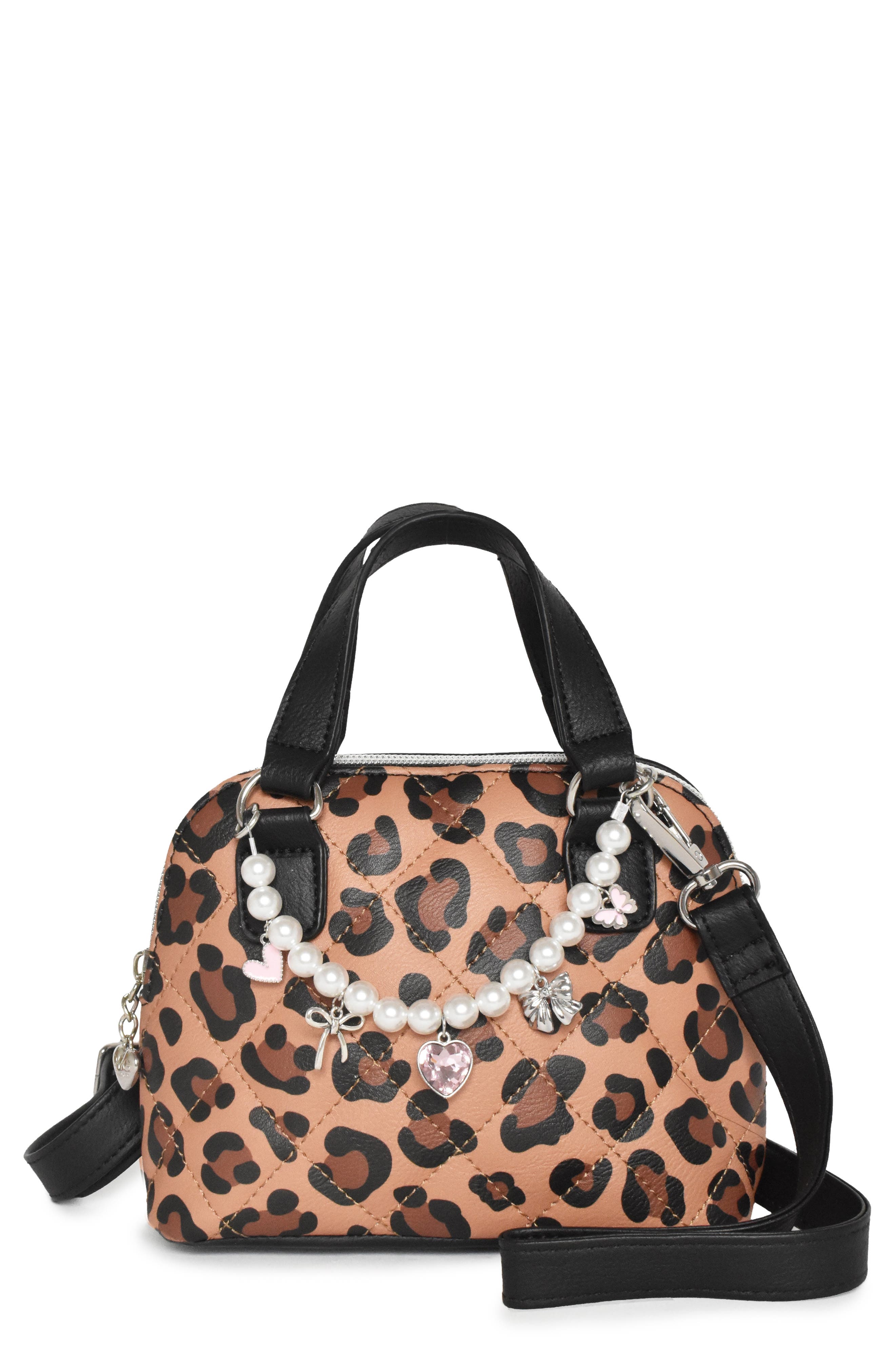 Kids' Leopard Dome Satchel, Main, color, BROWN