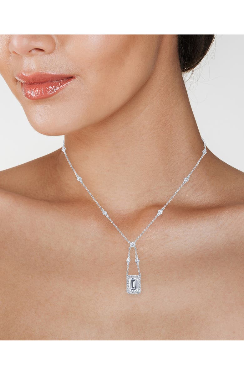 CZ by Kenneth Jay Lane Cubic Zirconia Swing Pendant Necklace, Alternate, color, Clear Silver