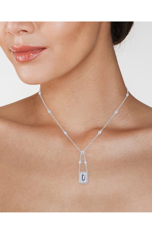 Cz By Kenneth Jay Lane Cubic Zirconia Swing Pendant Necklace In Clear Silver