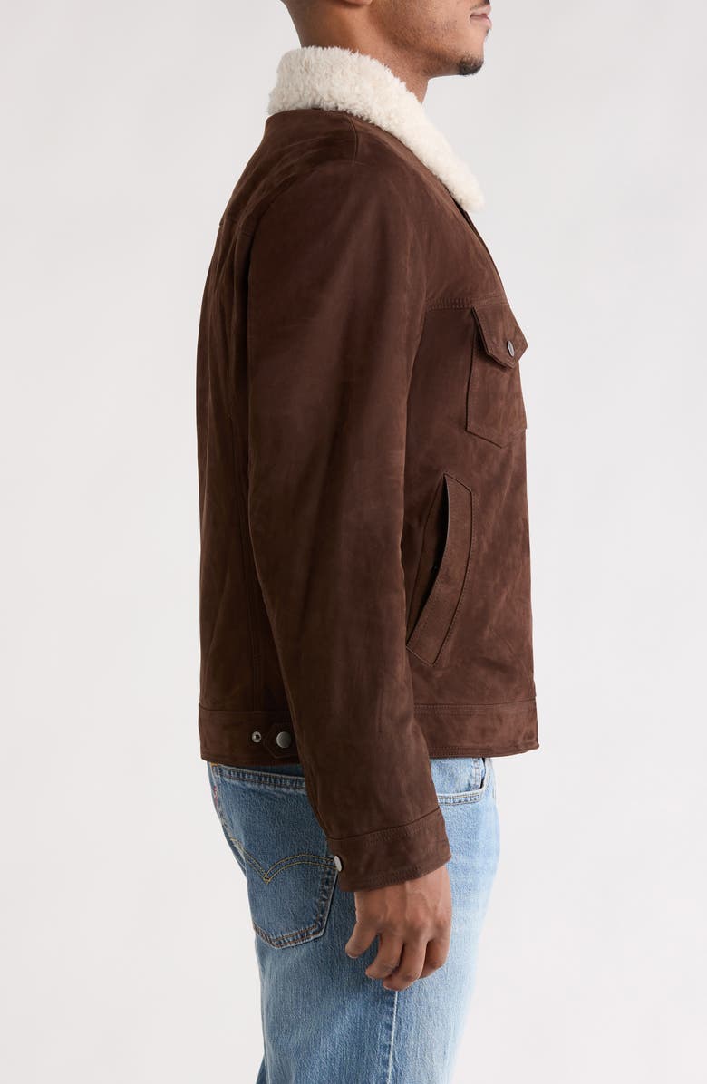 BOSS x Beckham Mordy Suede & Genuine Shearling Jacket, Alternate, color, Open Brown
