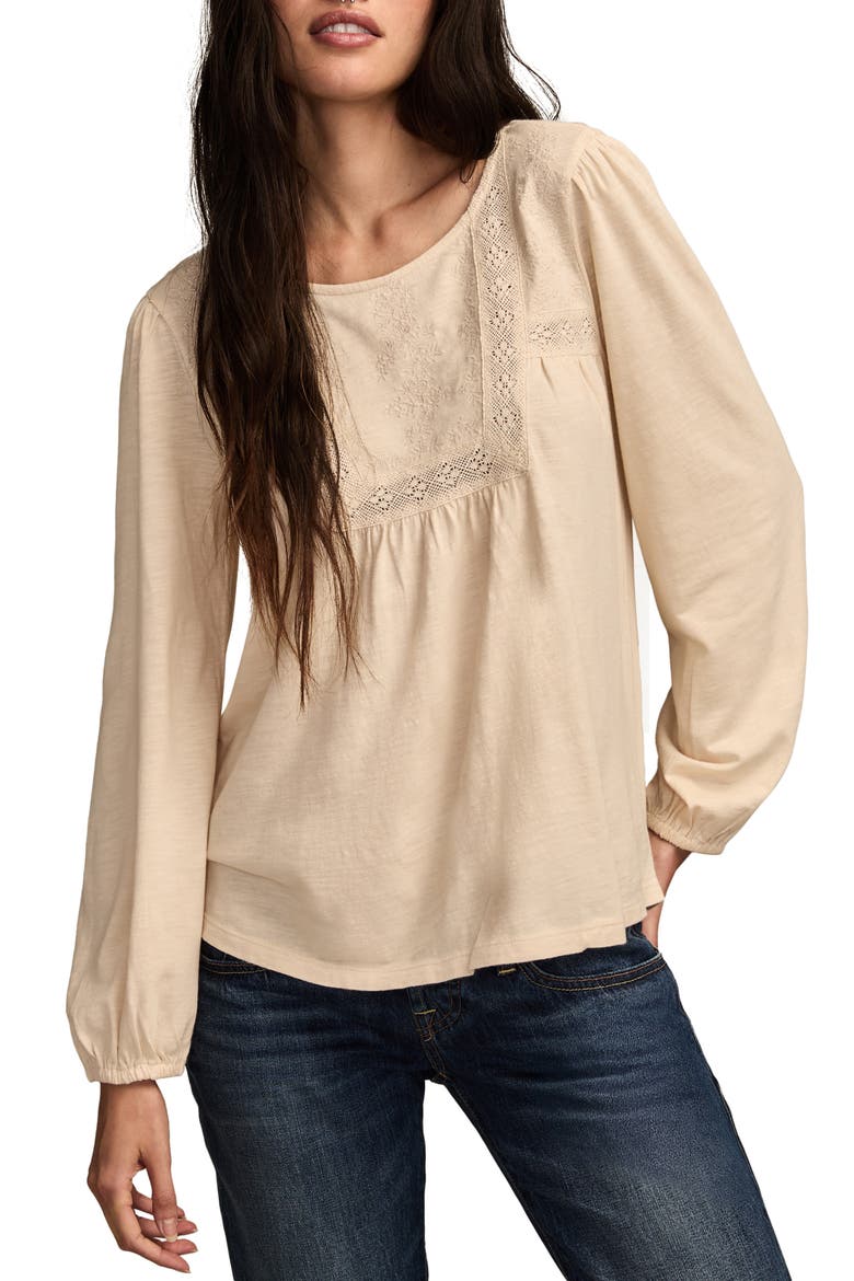 Embroidered Long Sleeve Top, Main, color, WHITECAP GRAY