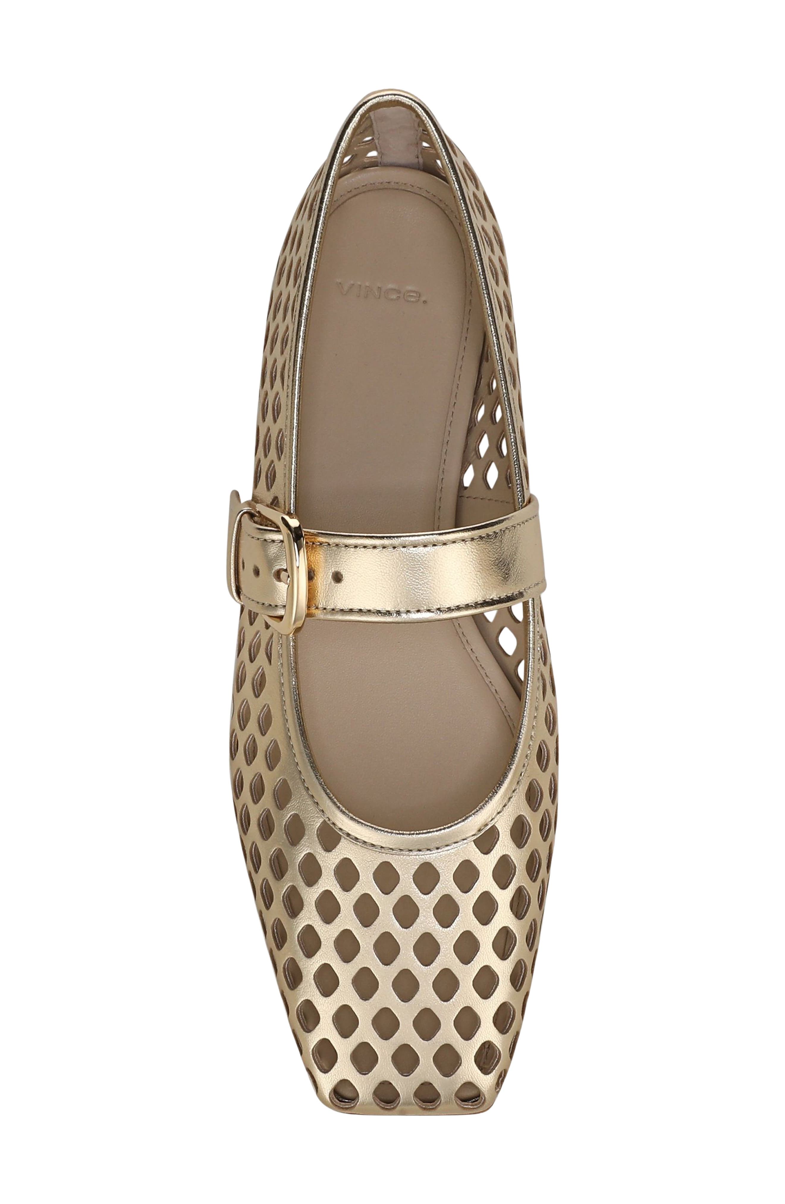 Vince Daniela Perforated Mary Jane Flat, Alternate, color, Champagne
