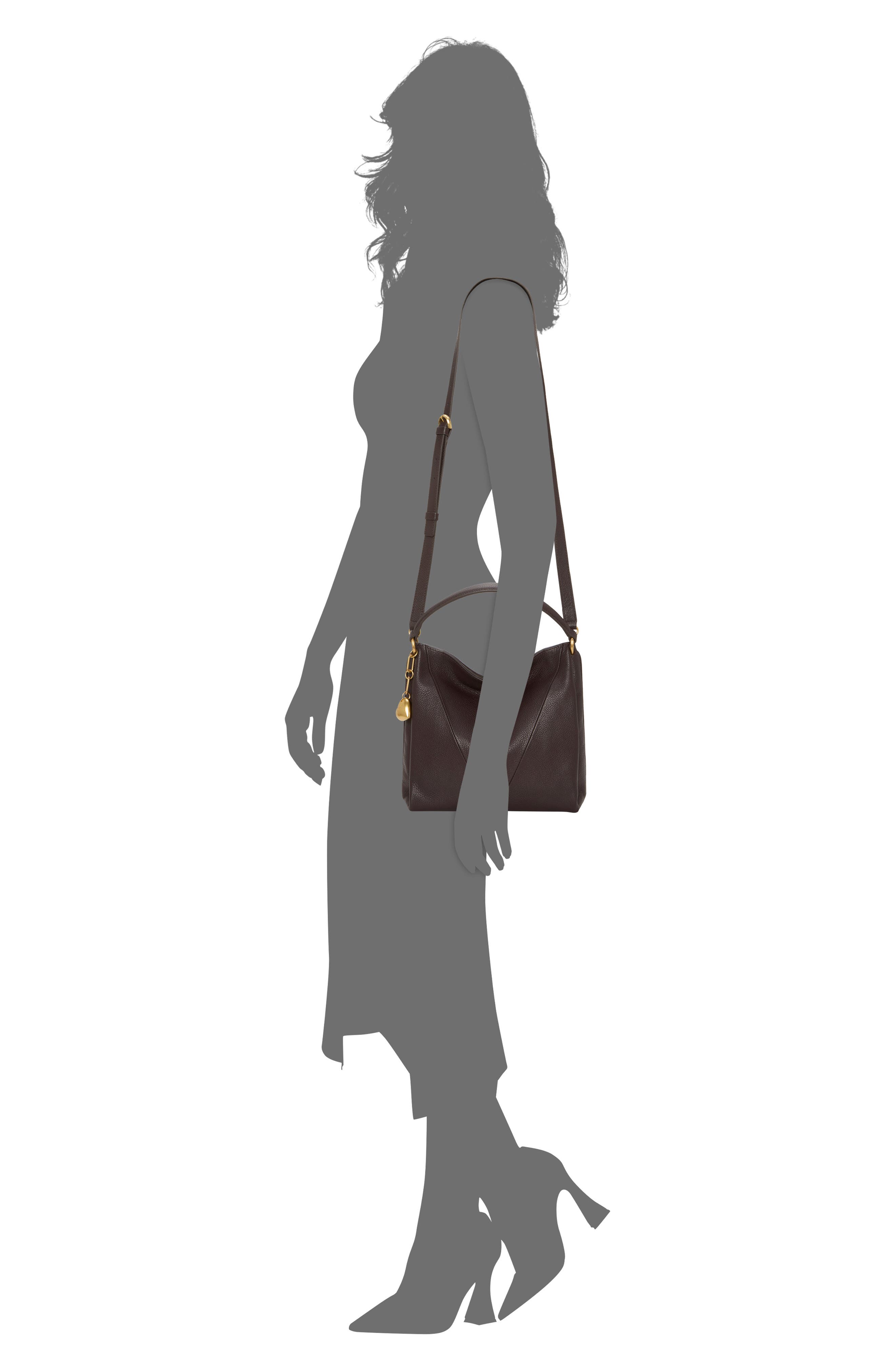 Vince Camuto Medna Leather Shoulder Bag, Alternate, color, Brown