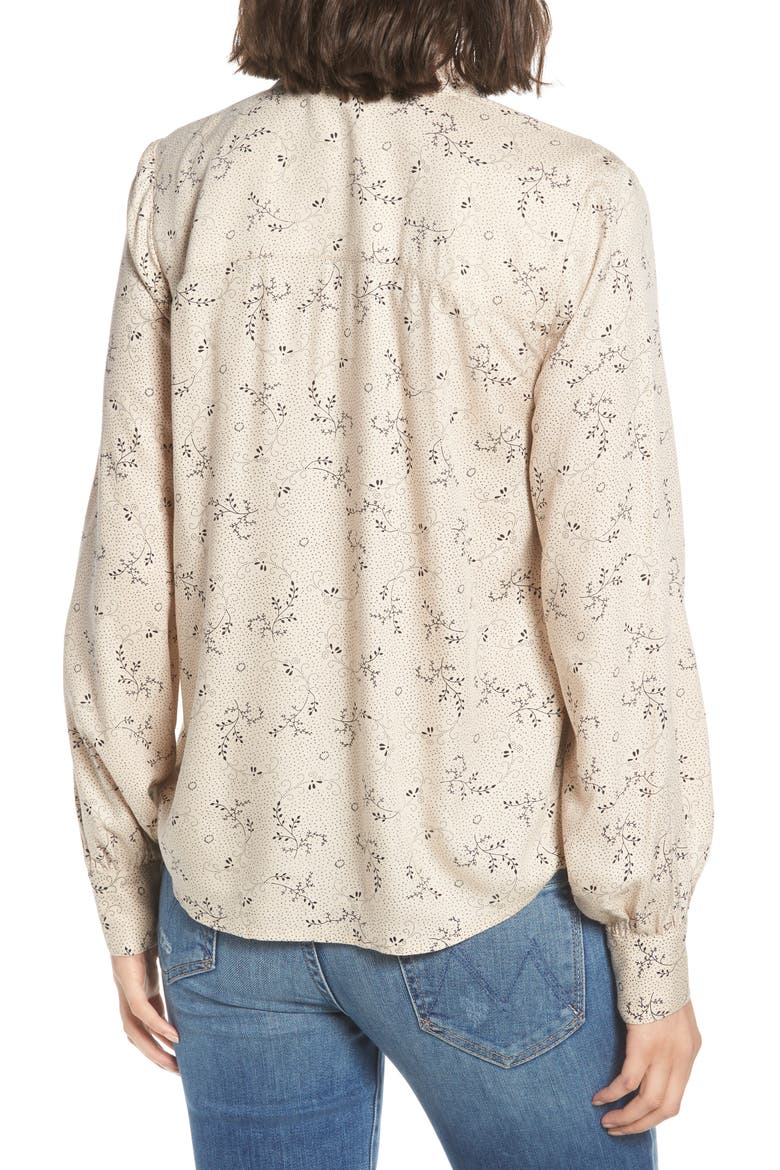 Ruffle V-Neck Blouse, Alternate, color, BEIGE WHISPER DOTTED SPRIGS
