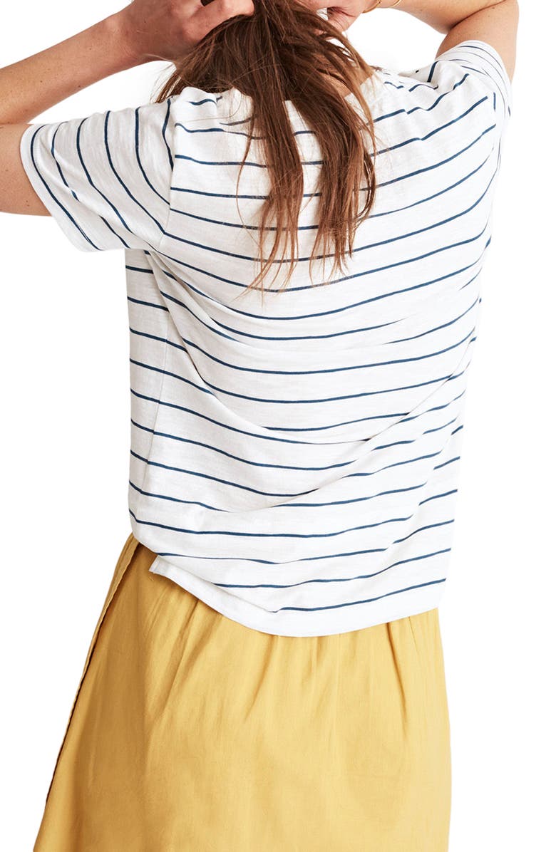 Madewell Whisper Cotton Stripe V-Neck Pocket Tee, Alternate, color, 