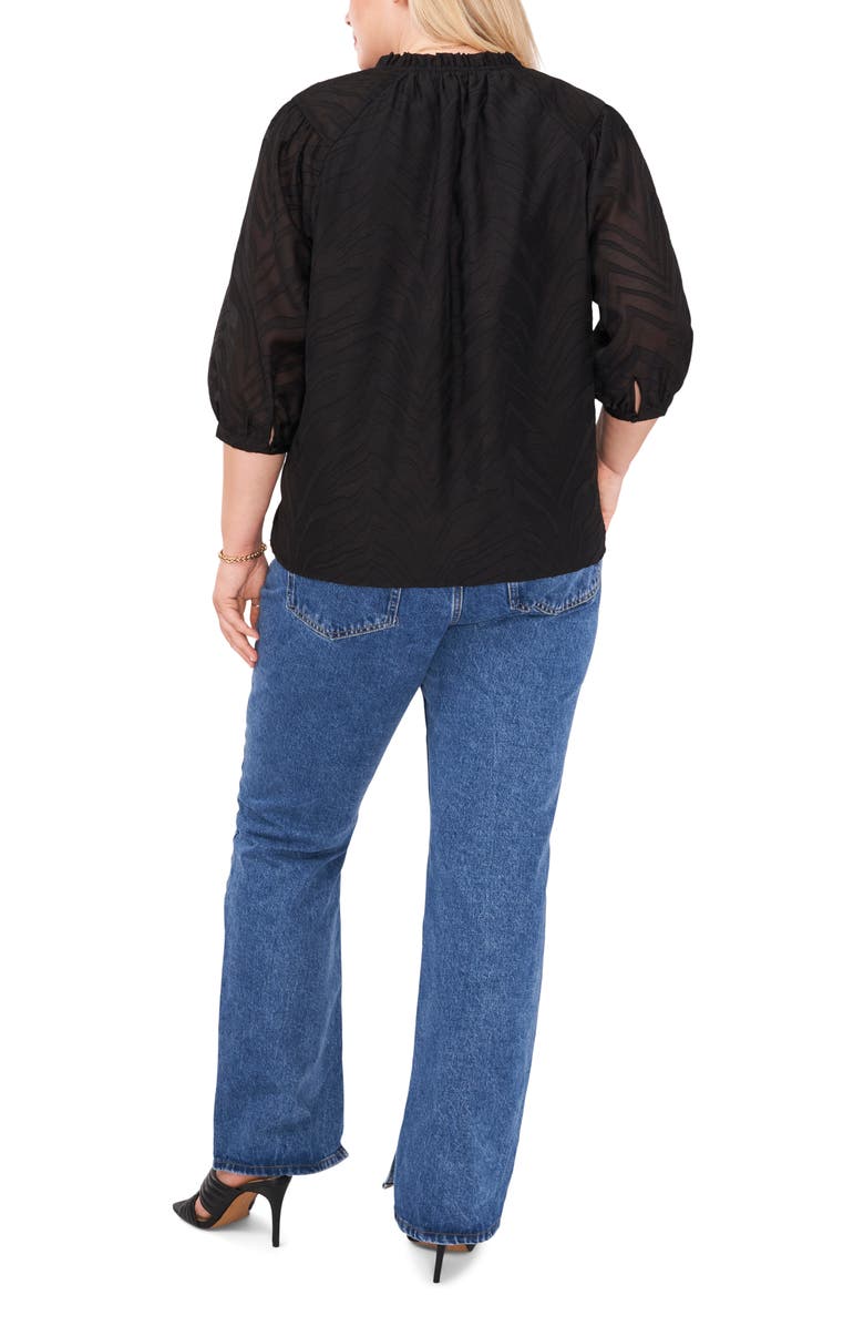 Vince Camuto Split Neck Puff Sleeve Top, Alternate, color,