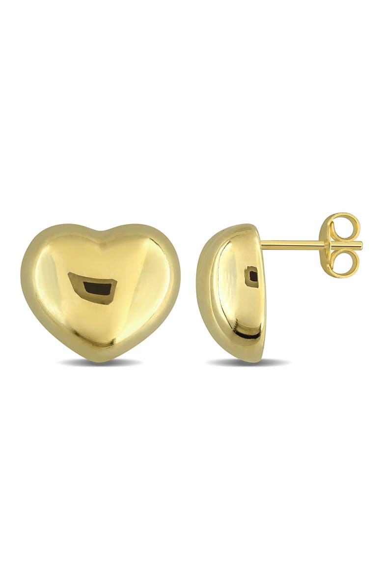 Puffed Heart Stud Earrings, Main, color, GOLD