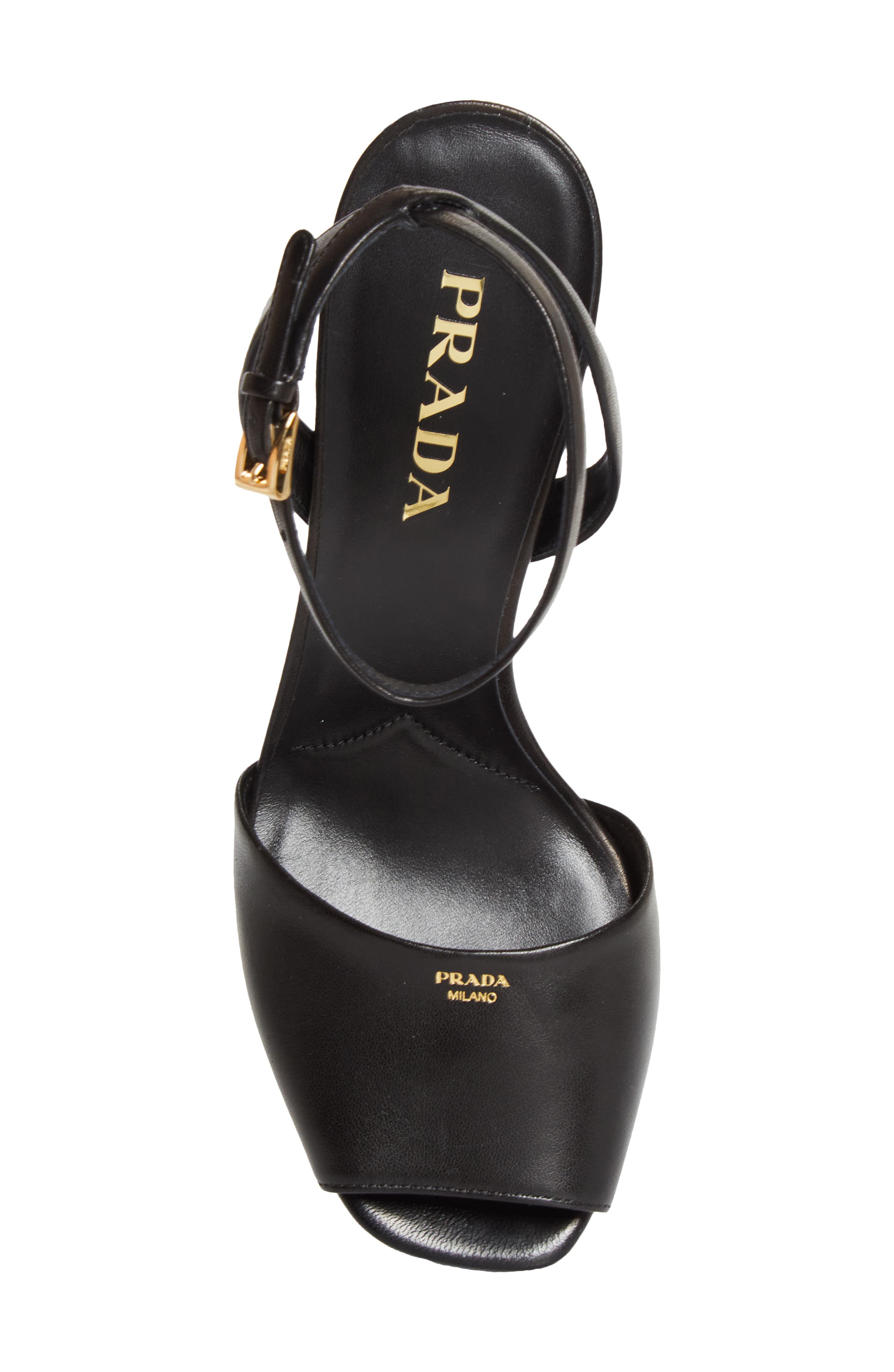 Prada Peep Toe Platform Sandal, Alternate, color, Nero