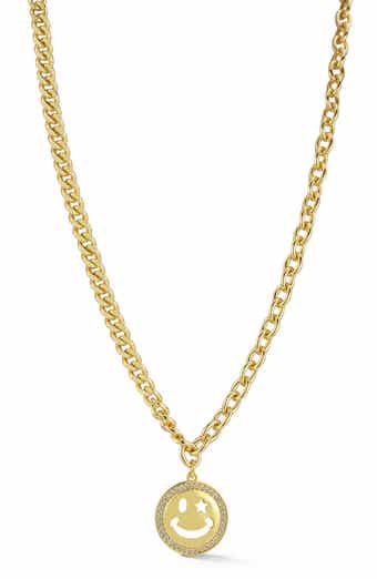 Cubic Zirconia Smiley Face Pendant Necklace
