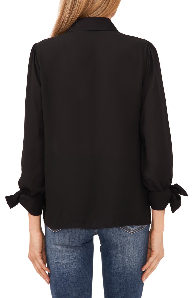 CeCe Tie Detail Bracelet Sleeve Button-Up Top, Alternate, color, 