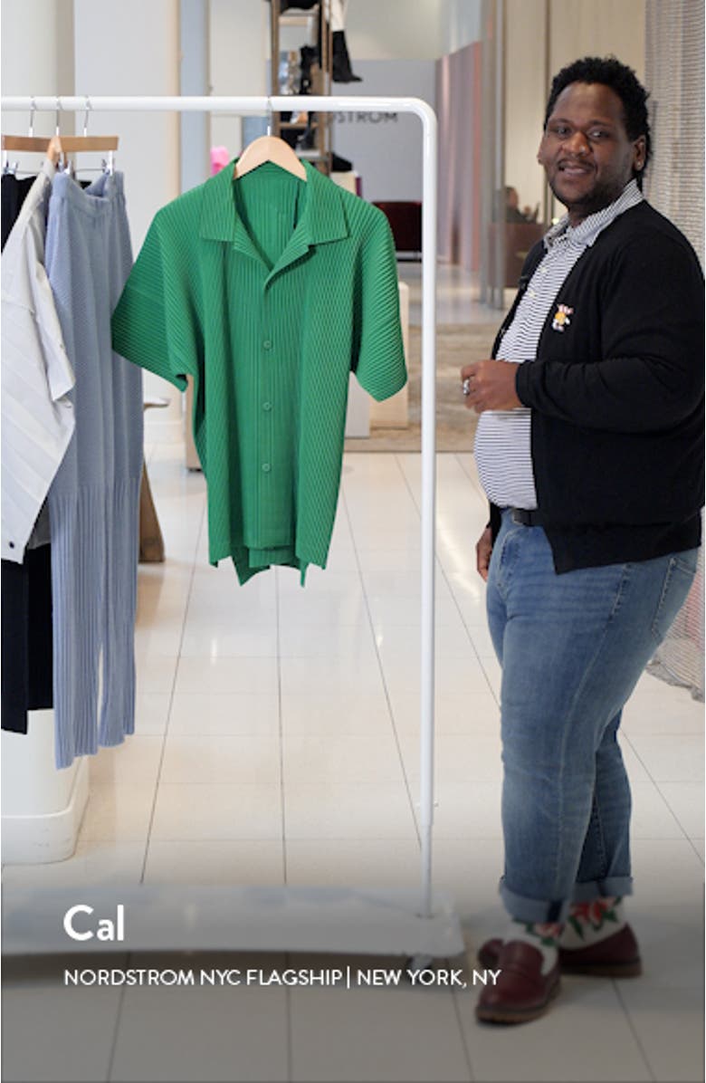 Monthly Colors July Pleated Short Sleeve Button-Up Shirt, sales video thumbnail