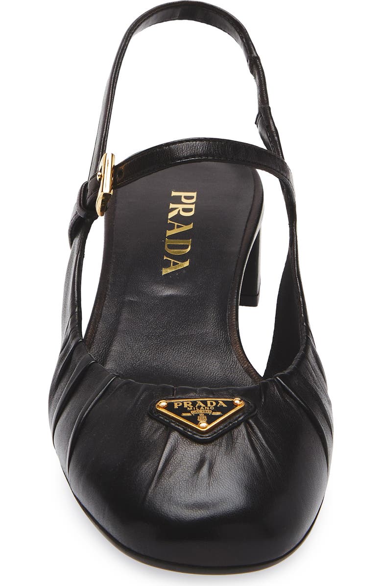 Prada Ruched Mary Jane Slingback Pump, Alternate, color, Nero