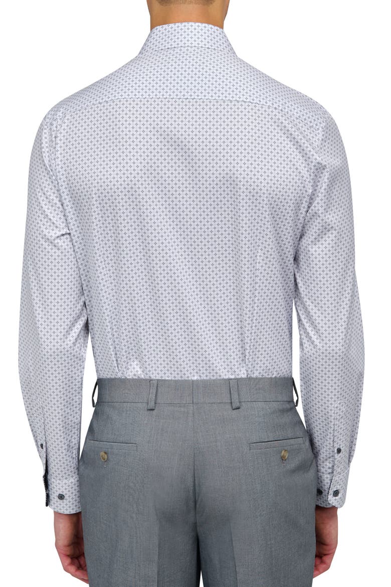 Slim Fit Geometric Print Recycled Performance Stretch Dress Shirt, Alternate, color, WHITE/GREEN
