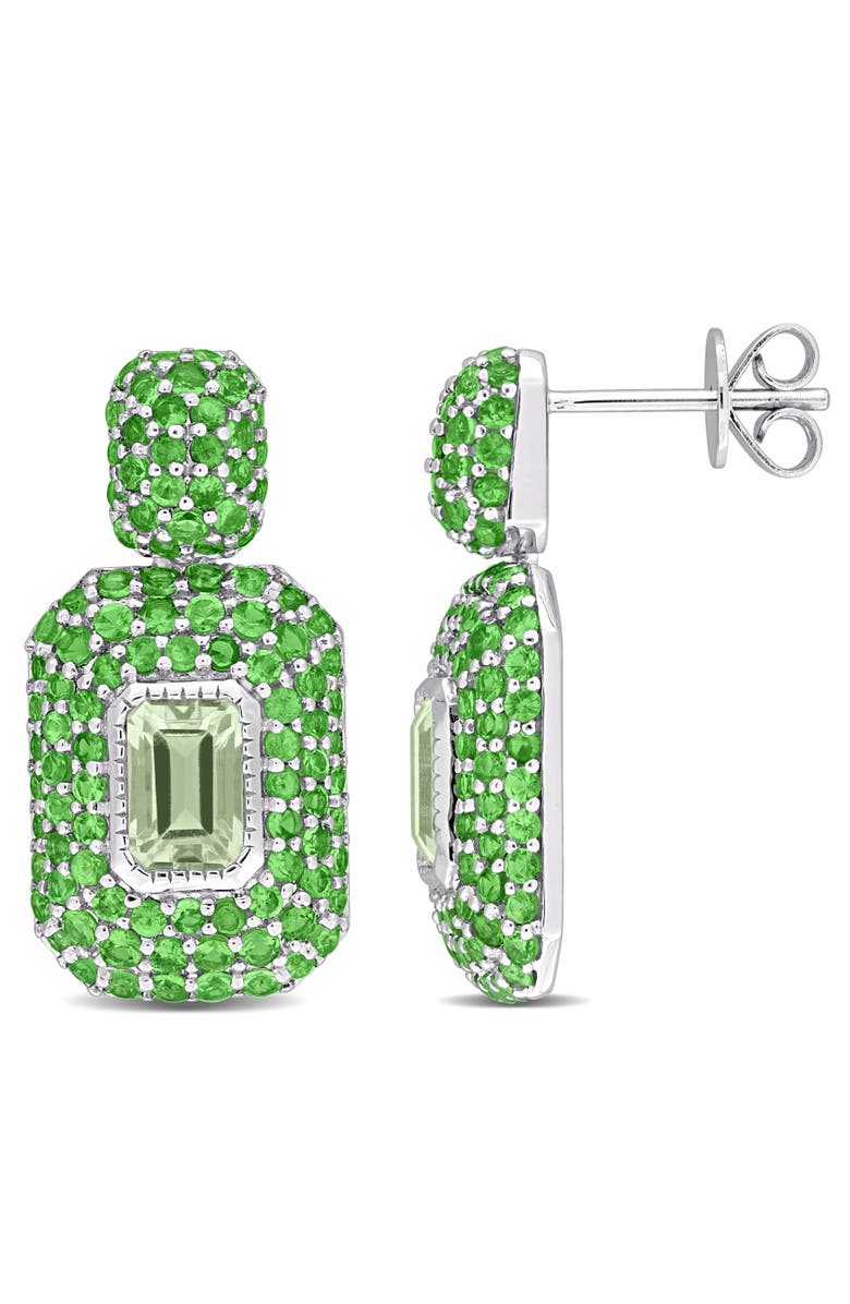 Julianna B. Quartz & Tsavorite Cluster Earrings 14k, Main, color, Green Quartz