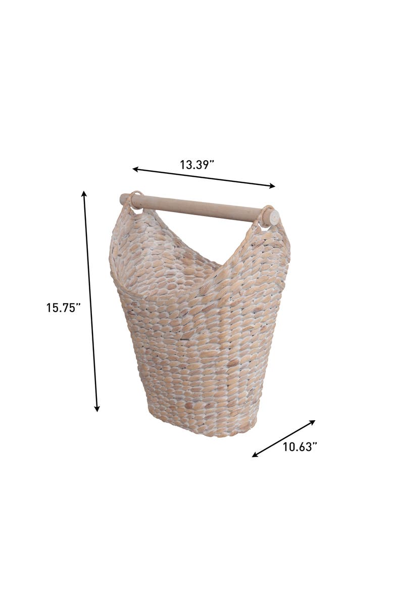 HAPPIMESS Talia Classic Coastal Hand-Woven Water Hyacinth Toilet Paper Basket with Wood Bar, Alternate, color, 