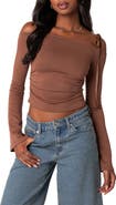 EDIKTED Velvet Tie Off the Shoulder Top