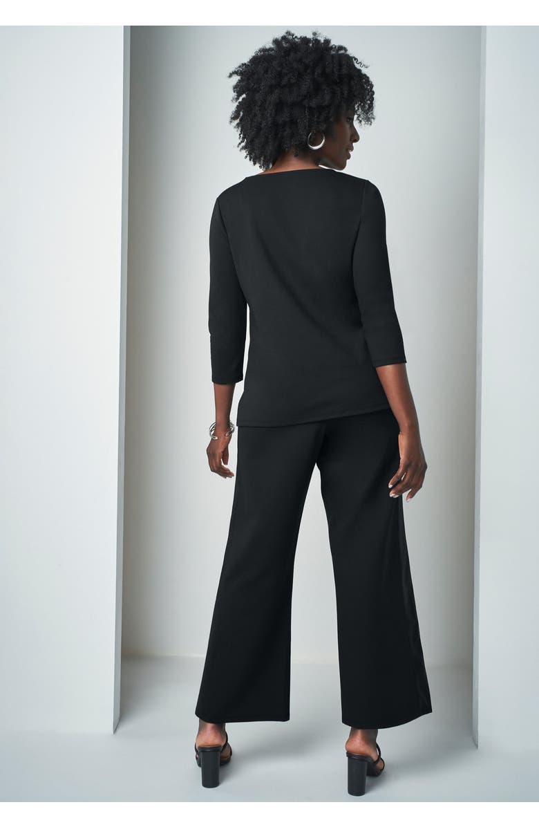 Jessica London Mixed Media Wide Leg Pant, Alternate, color, Black