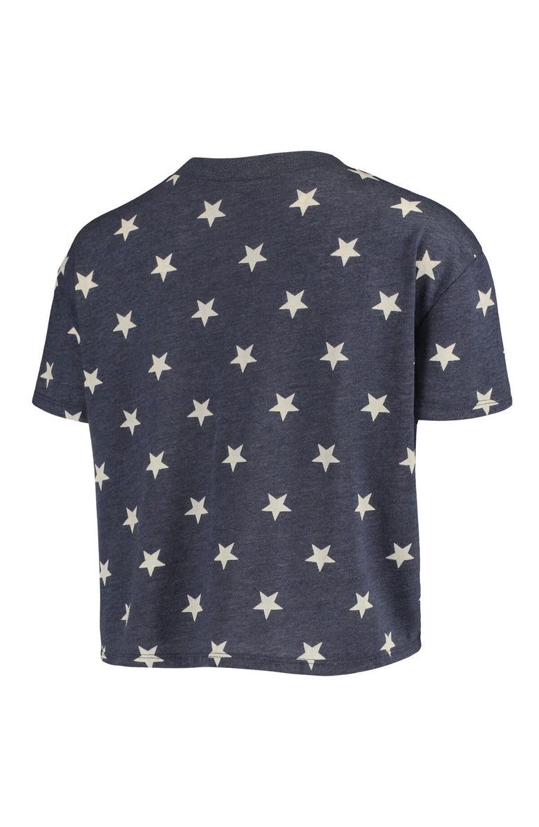 ALTERNATIVE APPAREL Women's Alternative Apparel Navy Michigan Wolverines Headliner Stars Cropped Tri-Blend T-Shirt, Alternate, color,
