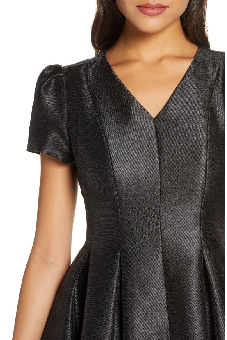 Shine Satin Twill Party Dress, Alternate, color, BLACK