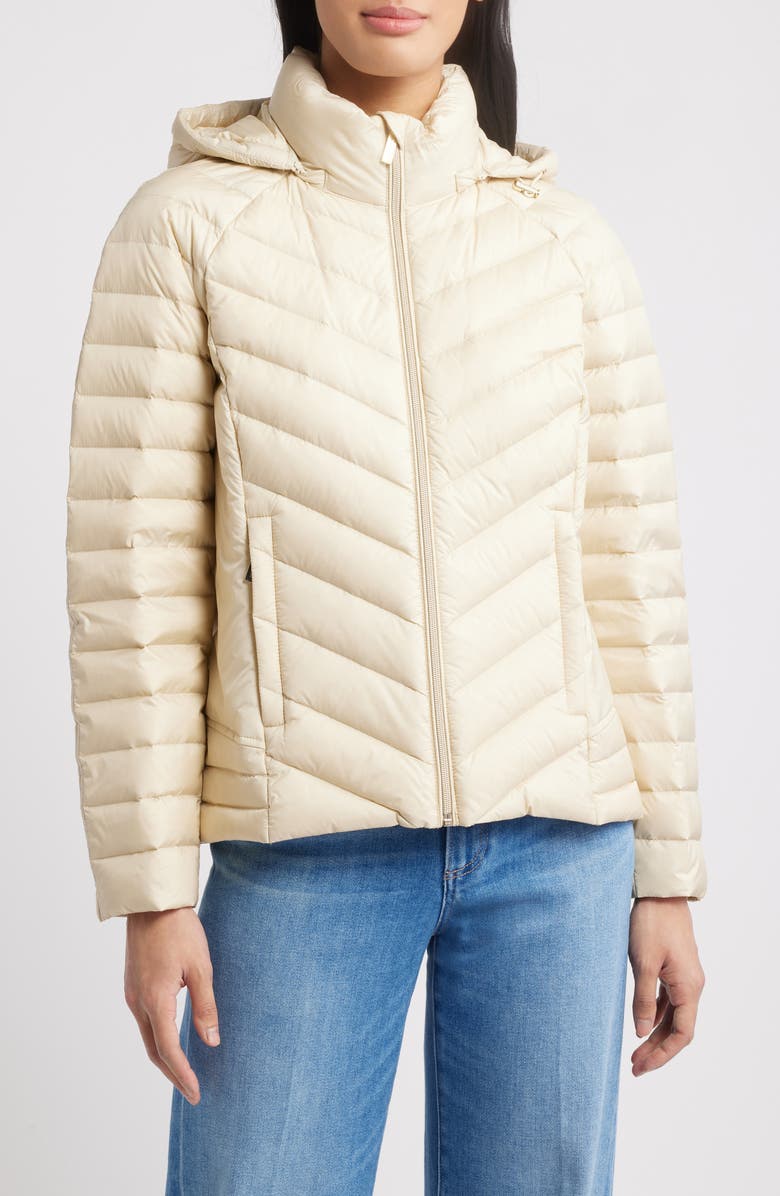 Michael Kors Packable 650 Fill Power Down Jacket with Removable Hood, Main, color, 