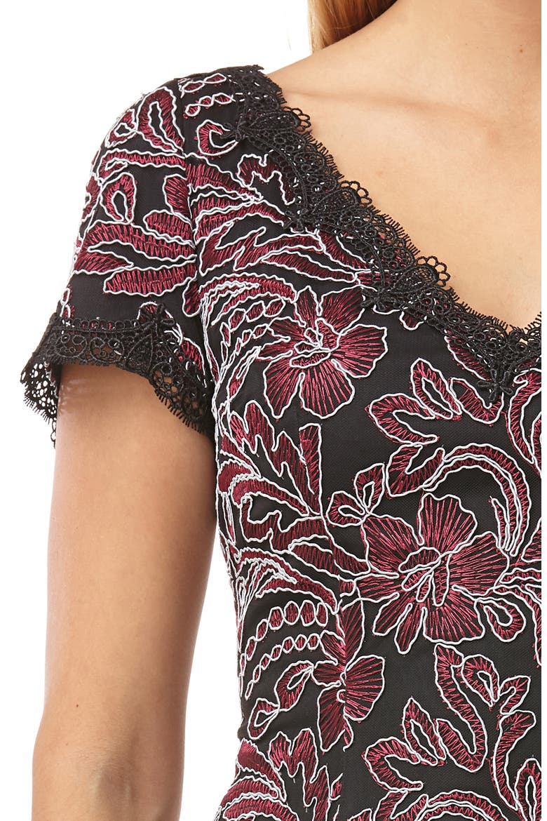 Embroidered Mesh Dress, Alternate, color, CABERNET BLACK