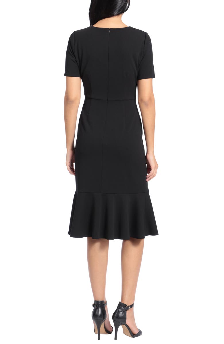 London Times Side Knot Scupa Crepe Flounce Dress, Alternate, color, 