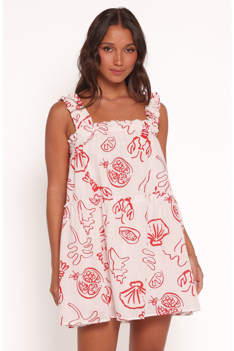 Elena Printed Cotton Sundress, Alternate, color, RED LOBSTER