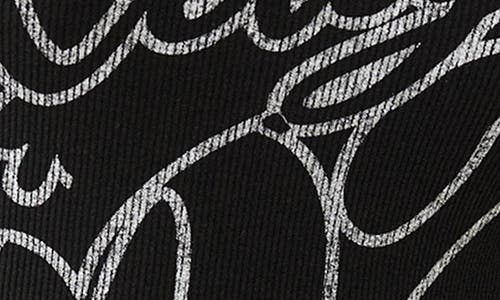 True Religion Raglan Sleeve Rib Graphic T-shirt In Black