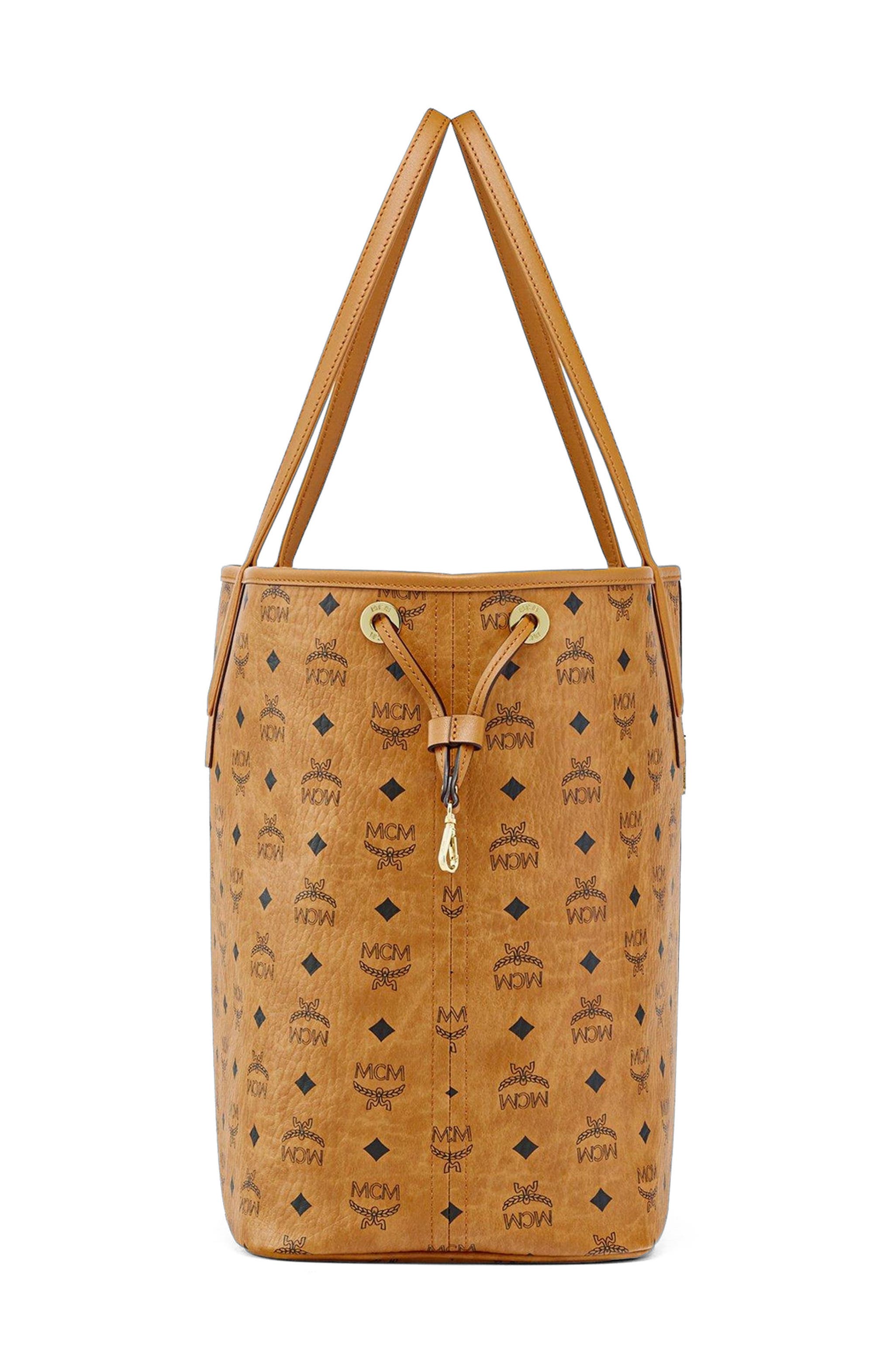 MCM Large Reversible Liz Shopper in Visetos, Alternate, color, Cognac