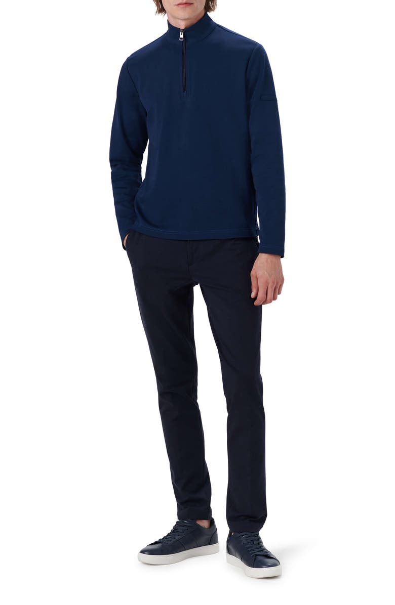 Bugatchi Cotton Quarter Zip Pullover, Alternate, color, Navy