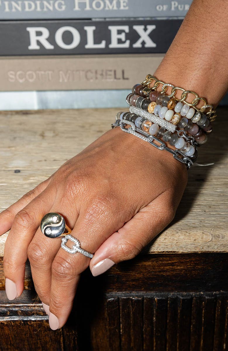 Sheryl Lowe Two Tone Diamond Bezel Yin Yang Ring, Alternate, color, Silver / Gold