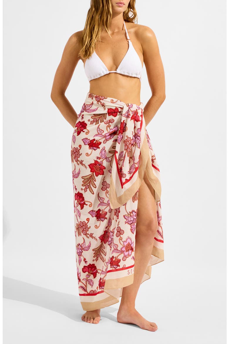Summer Chintz Cotton Sarong, Main, color, ECRU