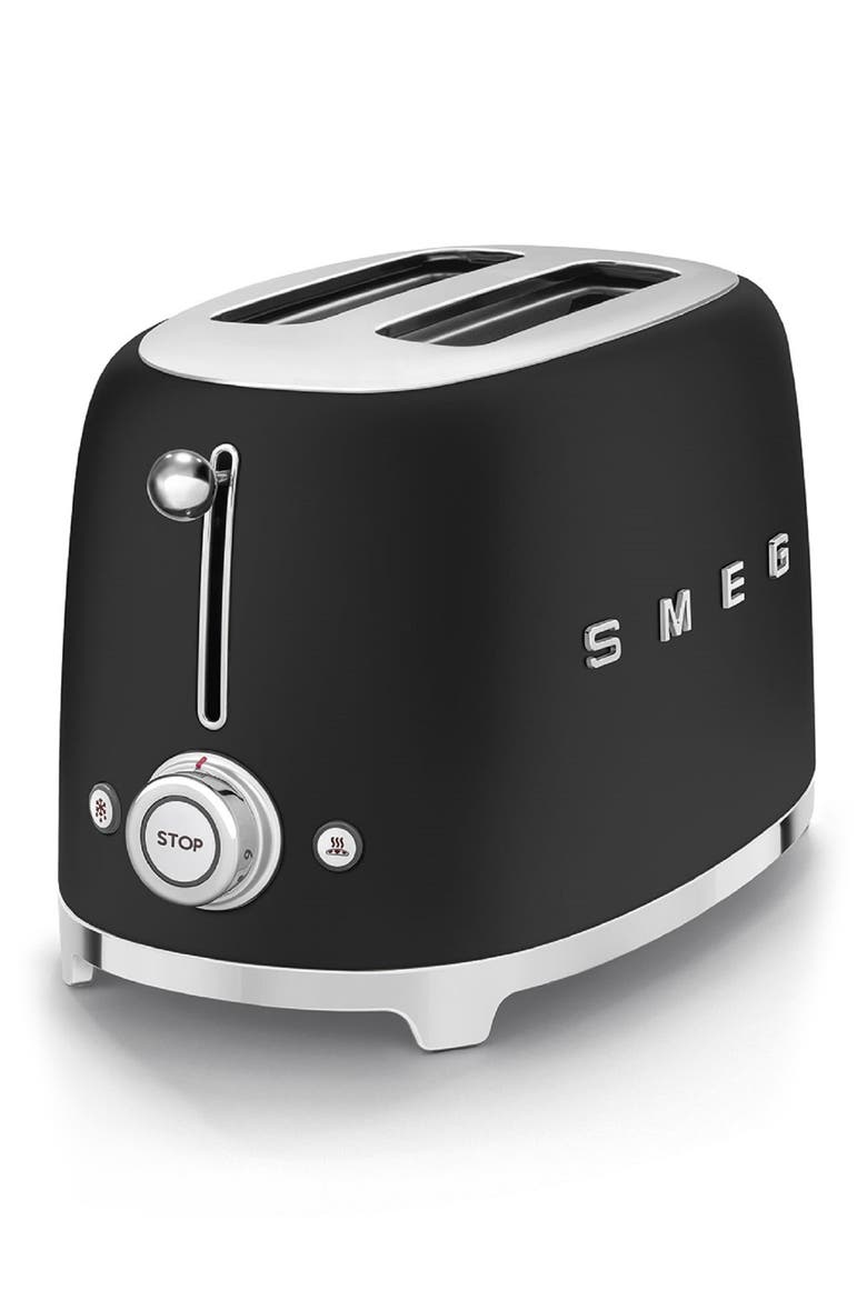 50s Retro Style Two-Slice Toaster, Alternate, color, MATTE BLACK