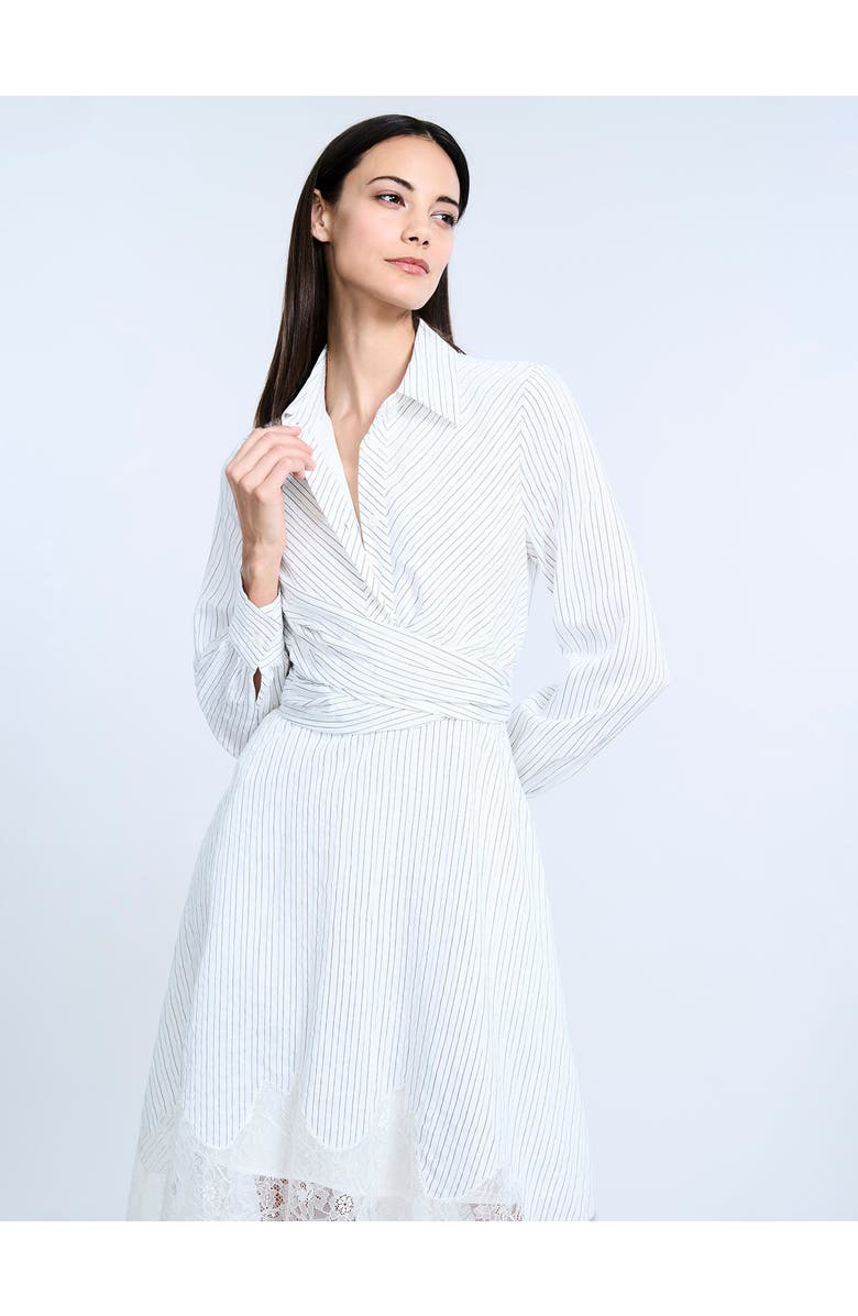 BCBGMAXAZRIA Striped Shirt Dress with Lace, Alternate, color, Jasmine