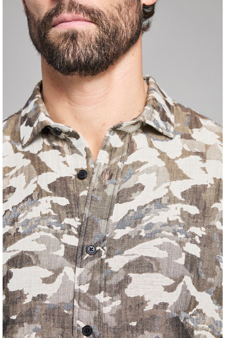 Camellia Jacquard Cedar Button-Up Shirt, Alternate, color, GREEN MULTI