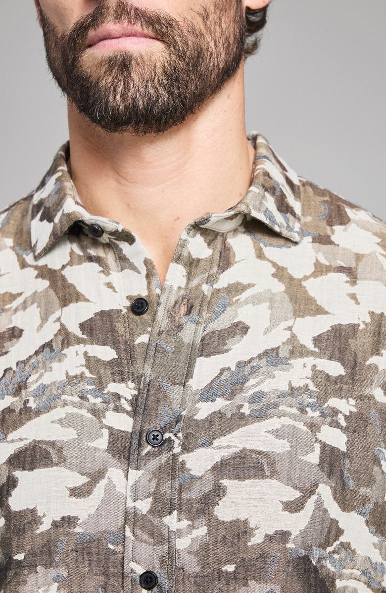 Billy Reid Camellia Jacquard Cedar Button-Up Shirt, Alternate, color, Green Multi