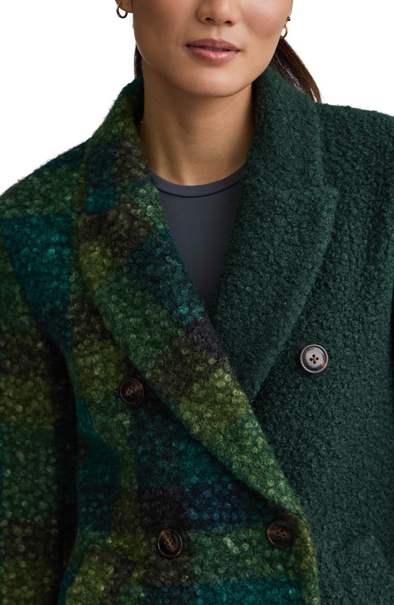 NVLT Bouclé Double Breasted Plaid Coat, Alternate, color, Green