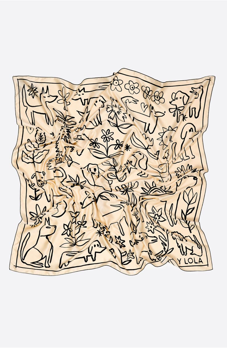 Bimba y Lola Sketch Dogs Scarf, Alternate, color, Ecru